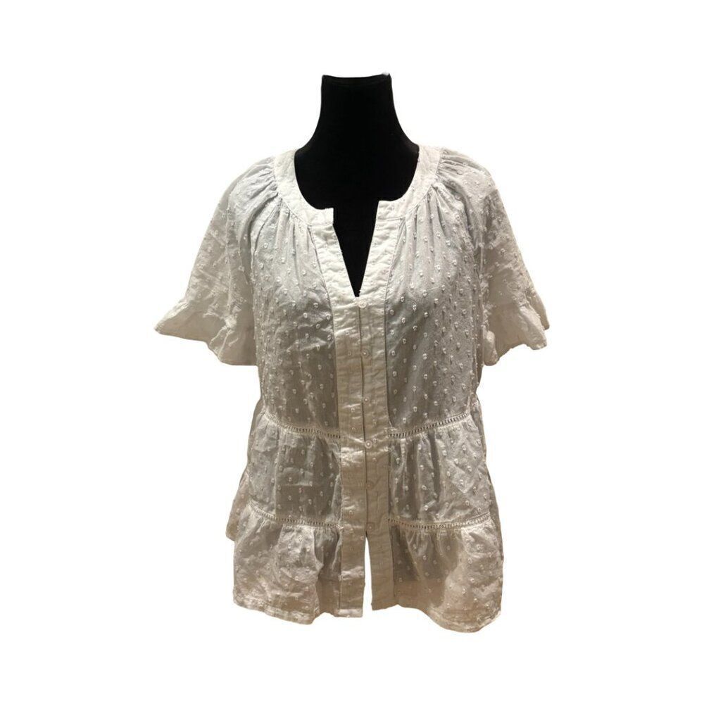 Wonderly Petite Bell Sleeve Clip Dot Top